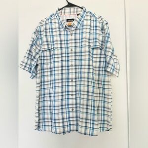 Orvis Blue/White Plaid Short Sleeve Button Down Sz L Active Fit